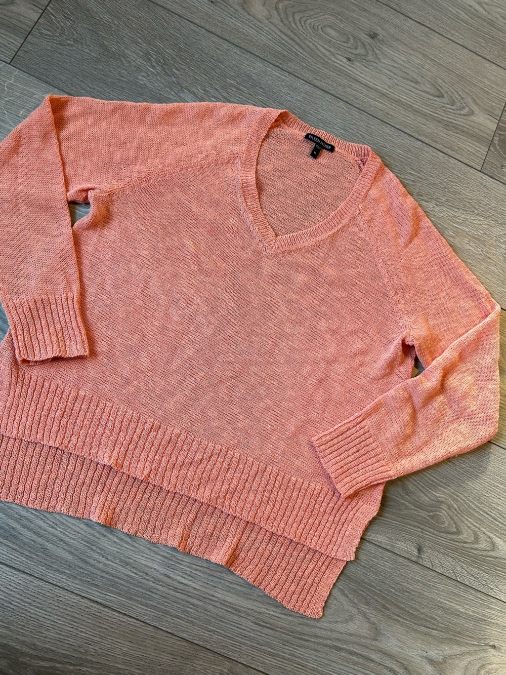 Eileen fisher peach linen blend sweater Size Medium